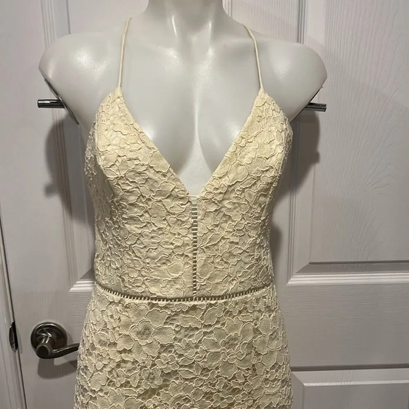 NBD only yours cream color asymmetrical hem mini dress size medium - Picture 4 of 8